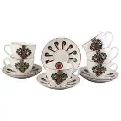 Set 6 cesti cu farfurii din portelan 280 ml "Parzenica"