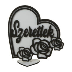 Decor Inima din lemn "Szeretlek", trandafiri 17x18 CM