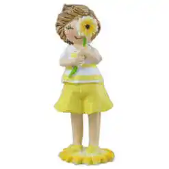 Figurina Baiat din rasina cu floare 10 CM, galben