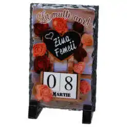 Placa ardezie "De ziua Femeii", 9x14 CM