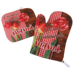 Set manusa si suport oala "Cea mai minunata Mama!", lalele