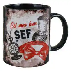 Cana ceramica "Cel mai bun Sef", 330 ml, Negru
