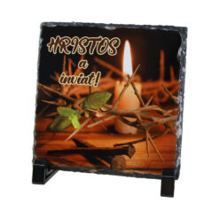 Placa ardezie "Hristos a Inviat", 14x14 CM