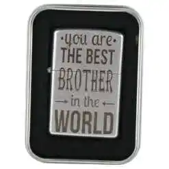 Bricheta metalica "You are the best Brother...", 3.5x5.5 CM, Argintiu