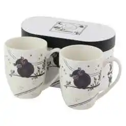 Set 2 cani din portelan 380 ml, "Charming Owls", in cutie decorativa
