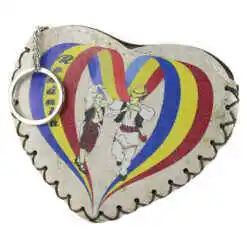 Portmoneu cu breloc 12x10 CM, Romania, Cuplu in port traditional