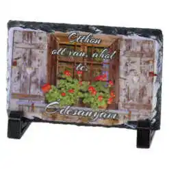 Placa ardezie "Otthon ott van, ahol te, Edesanyam" 14x9 CM
