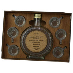 Suport lemn cu o sticla si 6 pahare, 350 ml "Boldog szuletesnapot baratom..."