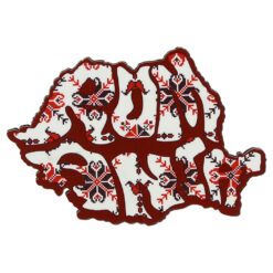 Magnet de frigider Harta Romaniei din lemn 10x7 CM, Motive traditionale