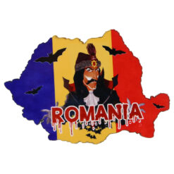 Magnet de frigider Harta Romaniei din lemn 10?7 CM, Dracula