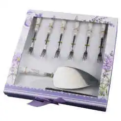 Alternative view of Set tacamuri pentru tort, 8 piese, cu maner din ceramica, "Lavanda Flow"