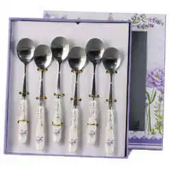 Set 6 lingurite tort cu maner din ceramica, Lavanda Flow
