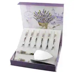 Set tacamuri pentru tort, 8 piese, cu maner din ceramica, "Lavender Passion"