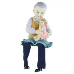 Figurina decorativa din rasina cu picioare mobile 22 CM, Batrana/Batran