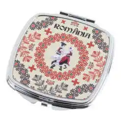 Oglinda de buzunar "Romania" 6.5 CM, cu motive populare