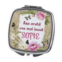 Oglinda de buzunar "Asa arata cea mai buna Sotie", 6.5 CM