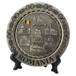 Ornament metalic cu suport Romania, 10.5 CM, in cutie , Castele
