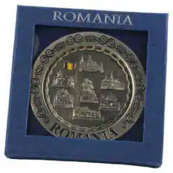 Alternative view of Ornament metalic cu suport Romania, 10.5 CM, in cutie , Castele