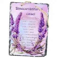 Placa ardezie de perete "Binecuvantarea Casei" 14x19 CM, Lavanda