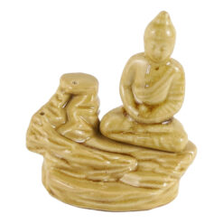 Candela ceramica backflow pentru con parfumat Buddha, bej 12 CM