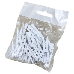 Set 36 cleme din lemn 3 CM, Alb