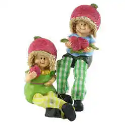 Pereche figurine Copii cu zmeura, cu picioare textil 16 CM