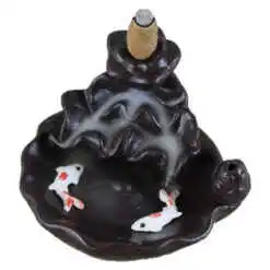 Candela ceramica backflow pentru con parfumat 10x7 CM, cu pesti