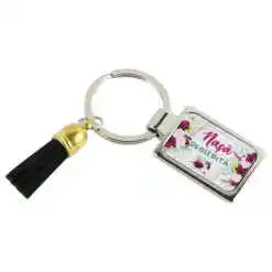 Breloc din metal "Nasa Deosebita", cu franjuri, 7 CM