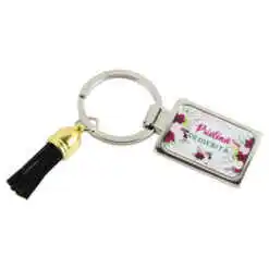 Breloc din metal "Prietena Deosebita", cu franjuri, 7 CM