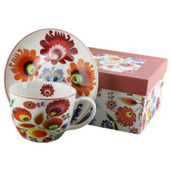 Cana portelan Jumbo cu farfurie 470 ml, "Lowicz"