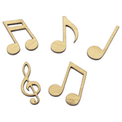 Set 5 decor craft Note muzicale din lemn 2/4 CM