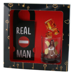 Pahar whiskey termosensibil 180 ml cu semn pentru camera "Real Man"