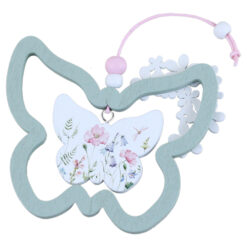 Alternative view of Decoratiune din lemn Inima/Fluture 10 CM, Flori, cu agatatoare