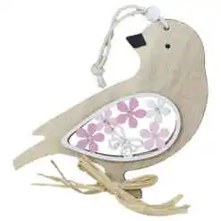 Decor din lemn Pasare 15 CM, cu agatatoare