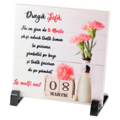 Placa decorativa "Draga Sefa, La multi ani..." 15x15 CM, 8 Martie