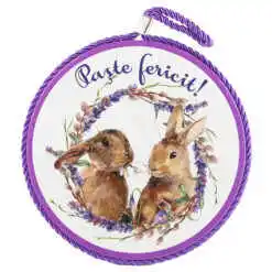 Suport oale decor "Paste Fericit!" 17 CM, din ceramica, Lavanda