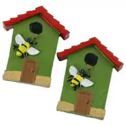 Set 2 decor Casuta cu albina din rasina 5 CM, autoadezive