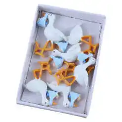 Set 6 decor Barza cu bebe din rasina 4.2 CM, albastru, autoadezive