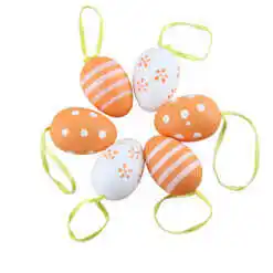 Set 6 oua din plastic 4x6 cm, portocaliu/alb