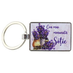 Breloc din metal "Cea mai minunata Sotie" 7 CM, Lavanda
