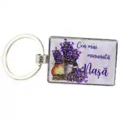 Breloc din metal "Cea mai minunata Nasa" 7 CM, Lavanda