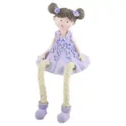 Figurina Fetita cu rochie mov 16 CM, din rasina, cu picioare mobile