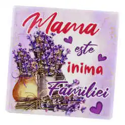 Magnet din ceramica "Mama este inima Familiei" 7.5x7.5 CM