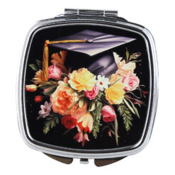 Oglinda de buzunar Absolvire 7 CM, Flori cu toca, negru