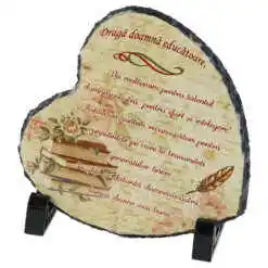 Placa ardezie "Draga doamna educatoare?" 14x14 CM, Inima