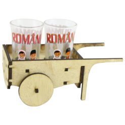 Suport din lemn cu 2 pahare Roaba "Romania" 15x10 CM