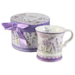 Cana ceramica 300 ml, "Lavender", In cutie decorativa, Lavanda Flow