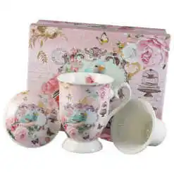 Cana ceramica cu infuzor si capac, 300 ml, Pasare, in cutie cadou