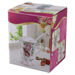 Alternative view of Cana ceramica cu infuzor, capac si lingurita, "Belle Jardin" 300 ml, in cutie cadou,
