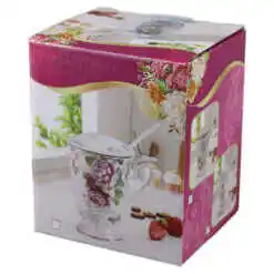 Alternative view of Cana ceramica cu infuzor, capac si lingurita, "Belle Jardin" 300 ml, in cutie cadou,